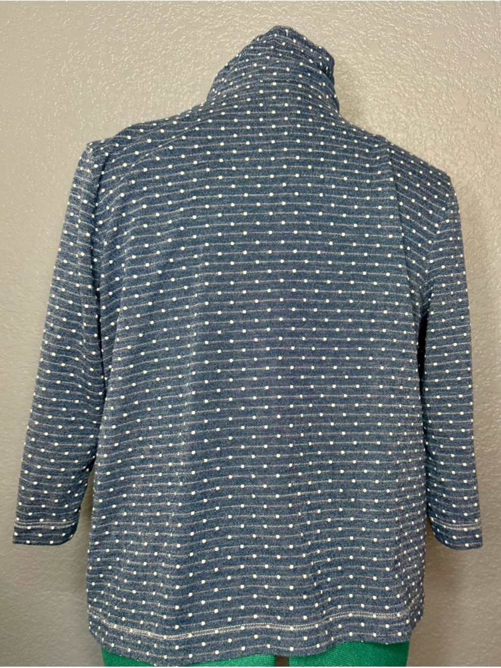 Chico’s Zip Up Jacket Women’s M Blue Polka Dot Lightweight Casual Layer - Picture 5 of 11